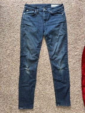 rag & bone “Cate Mid Rise Ankle Skinny” Jean with Knee Distress